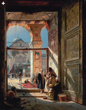 Scenes such as “The Gate of the Great Umayyad Mosque,”(1890), by Gustav Bauernfeind are increasingly valuable as historical records.